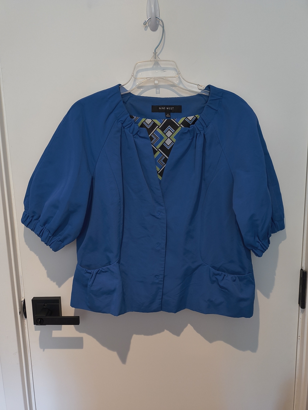 Nine West Cobalt Blue Cropped Short Sleeve Blazer